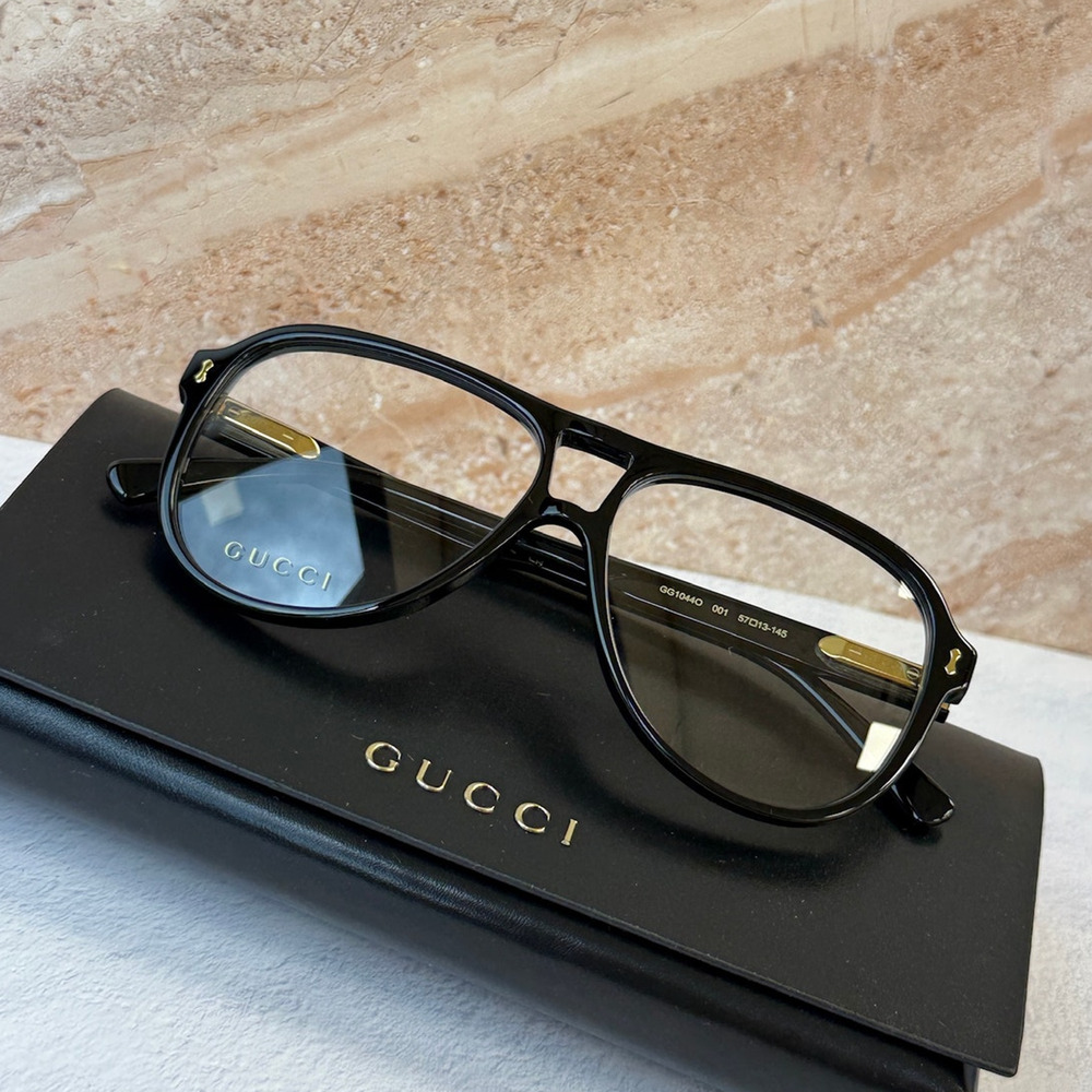 NEW Gucci GG1044O Black Pilot Unisex Eyeglasses Frames $520